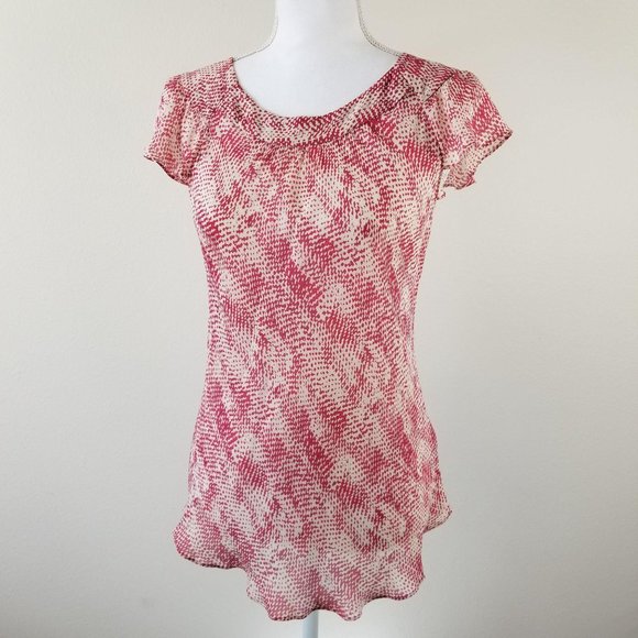 Banana Republic Tops - Banana Republic / S / Redish and Cream Ruffle Chif